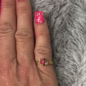 Ring with Pink, Purple , and Light Blue Gemstones Size 7